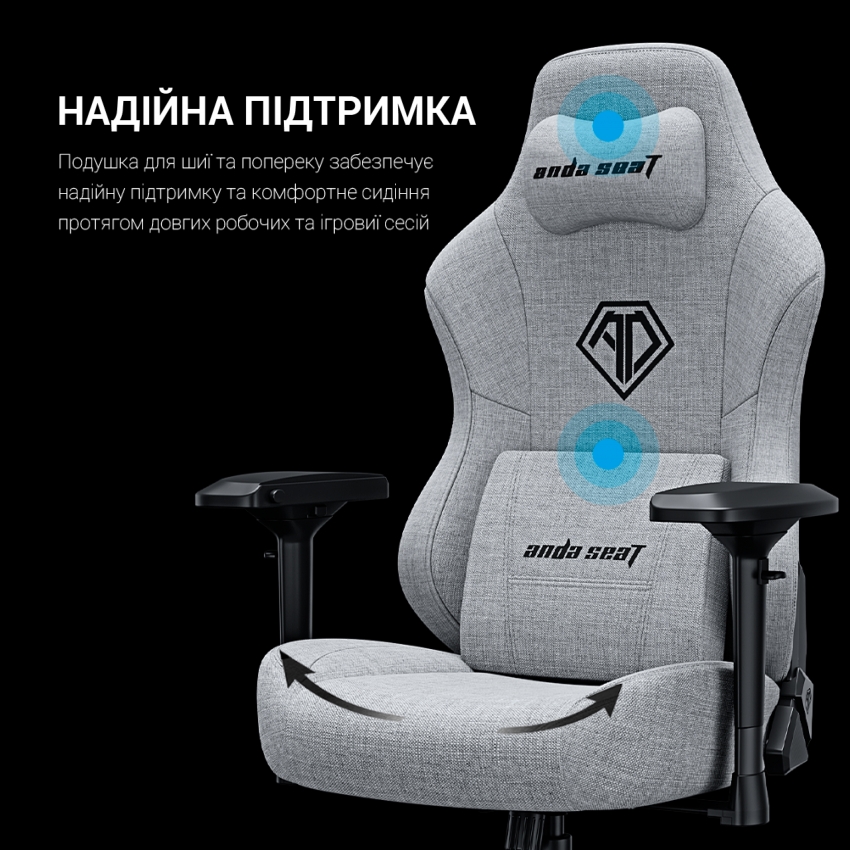 Крісло для геймерів Anda Seat Phantom 3 Pro Size L Fabric (Grey)