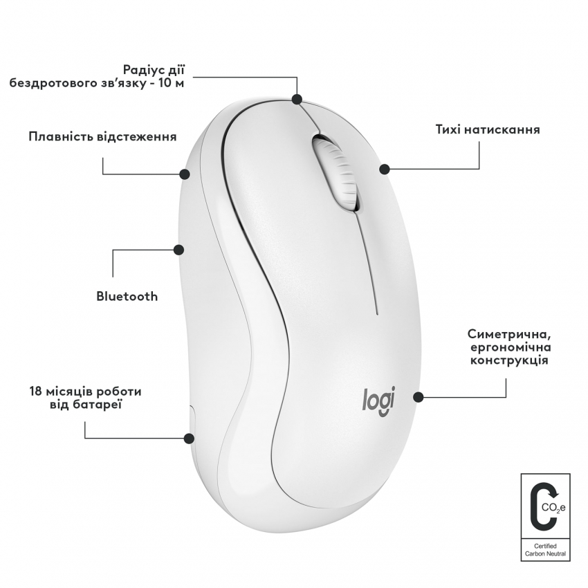 Мышь беспроводная Logitech M240 Silent Off (White)