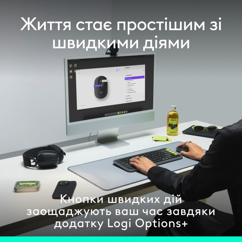 Мышь беспроводная Logitech Pop Mouse with Emoji (Graphite)