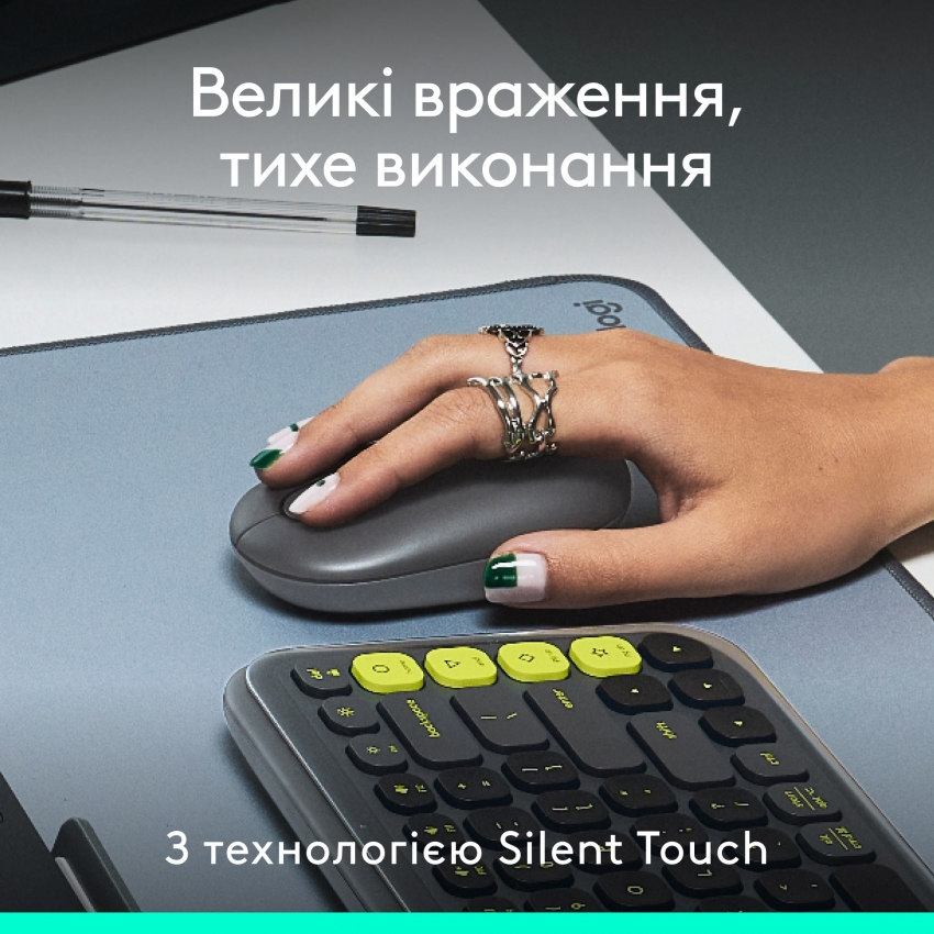 Мышь беспроводная Logitech Pop Mouse with Emoji (Graphite)