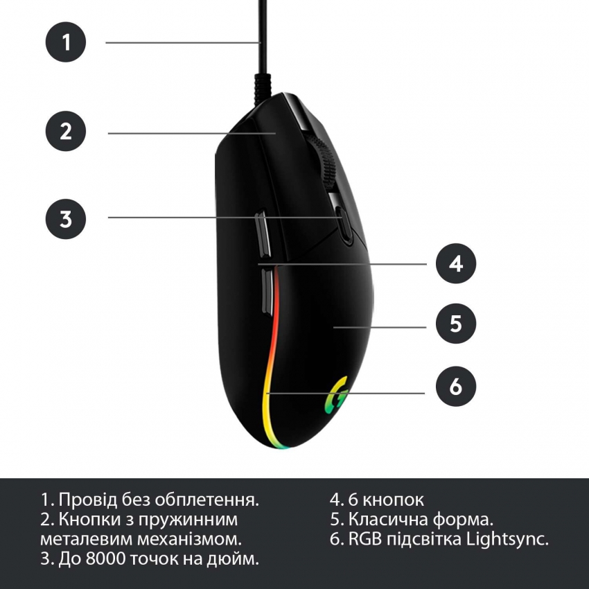 Миша Logitech G102 Lightsync (Black)