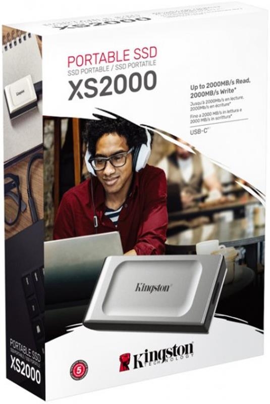 Накопитель внешний SSD Portable USB 1.0ТB Kingston XS2000 Silver (SXS2000/1000G)