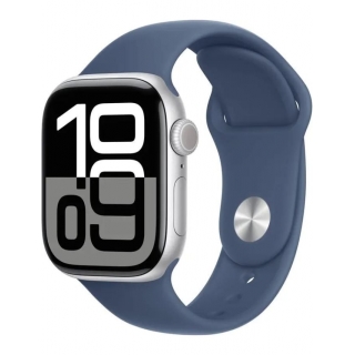 Apple Watch Series 10 42mm Silver Aluminium Case with Denim Sport Band - M/L (MWWC3)