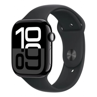Apple Watch Series 10 46mm Jet Black Aluminium Case with Black Sport Band - M/L (MWWQ3)