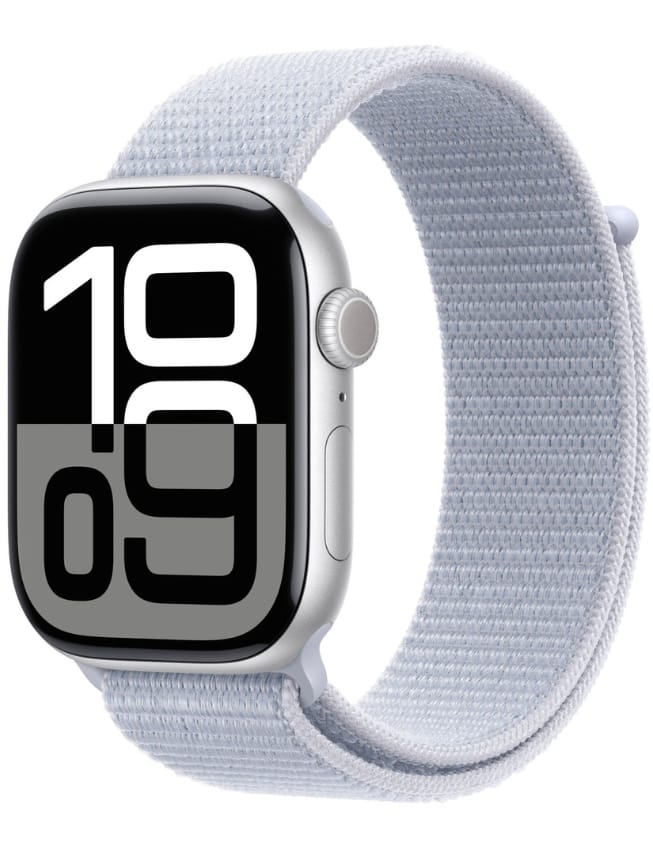 Apple Watch Series 10 46mm Silver Aluminium Case with Blue Cloud Sport Loop (MWWN3)