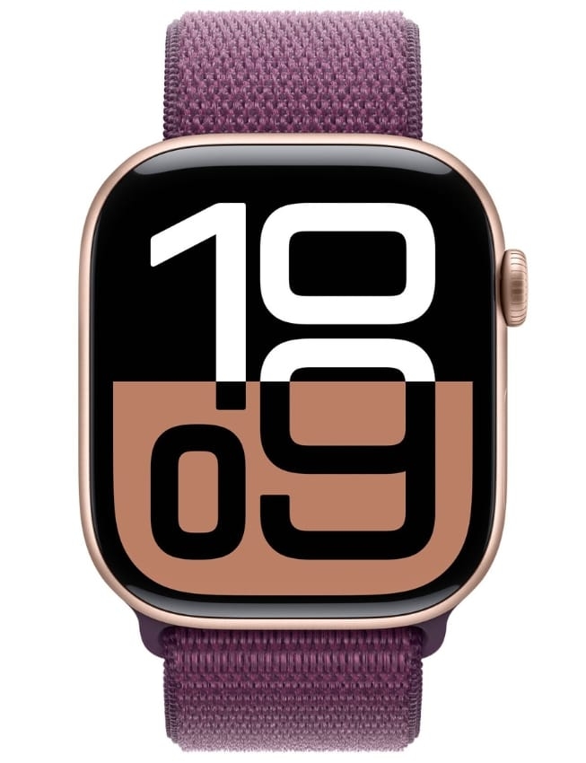 Apple Apple Watch Series 10 46mm Rose Gold Aluminium Case with Plum Sport Loop (MWWV3)