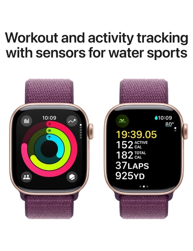 Apple Apple Watch Series 10 46mm Rose Gold Aluminium Case with Plum Sport Loop (MWWV3)