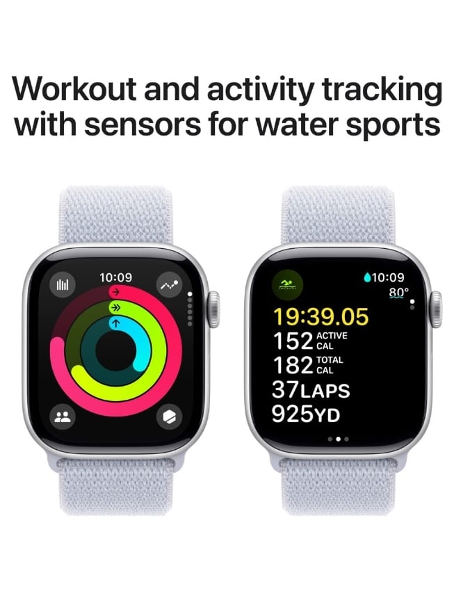 Apple Apple Watch Series 10 46mm Silver Aluminium Case with Blue Cloud Sport Loop (MWWN3)