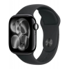 Apple Watch Series 11 42mm Jet Black Aluminium Case with Black Sport Band - M/L (MEQU4)