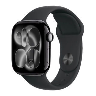 Apple Watch Series 11 42mm Jet Black Aluminium Case with Black Sport Band - M/L (MEQU4)