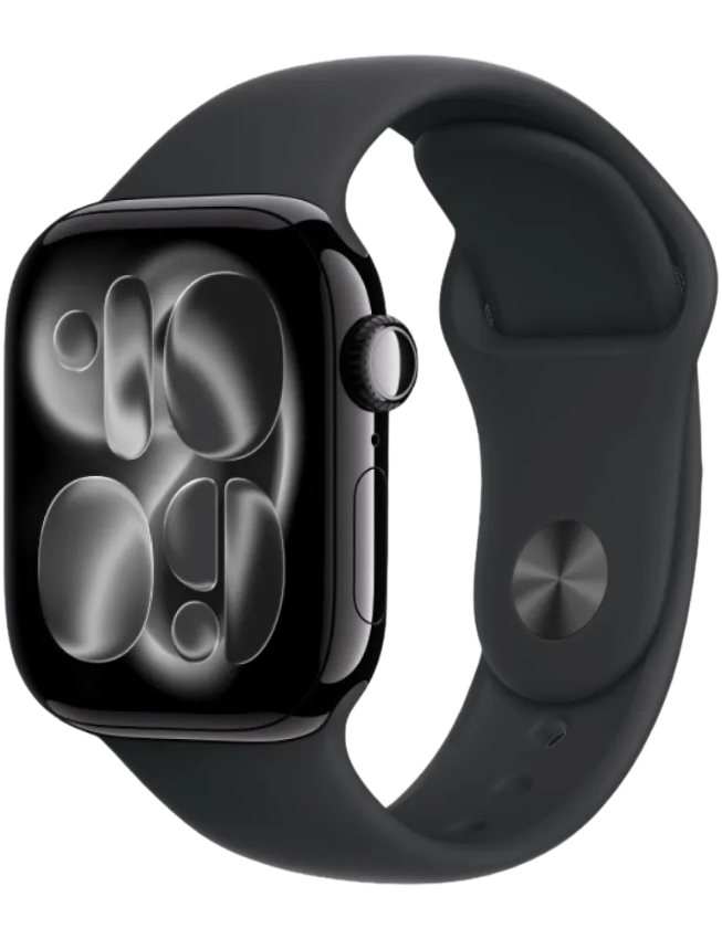 Apple Watch Series 11 42mm Jet Black Aluminium Case with Black Sport Band - M/L (MEQU4)