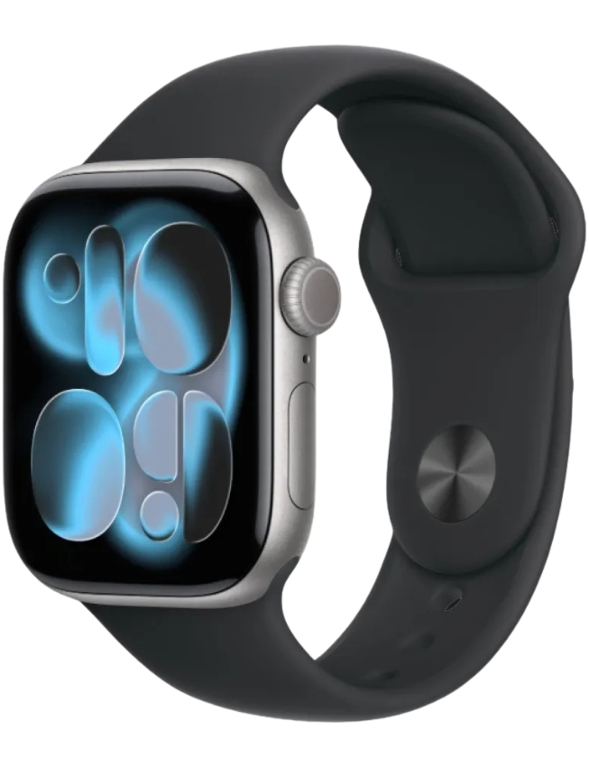 Apple Watch Series 11 42mm Space Grey Aluminium Case with Black Sport Band - S/M (MEQW4)