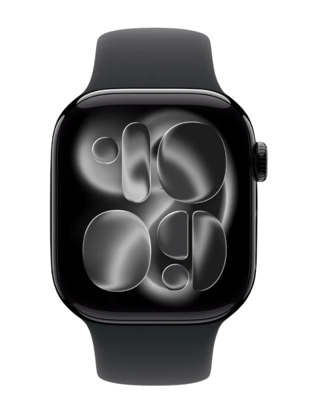 Apple Watch Series 11 42mm Jet Black Aluminium Case with Black Sport Band - M/L (MEQU4)