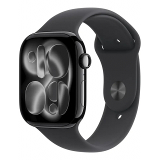 Apple Watch Series 11 46mm Jet Black Aluminium Case with Black Sport Band - M/L (MEUX4)