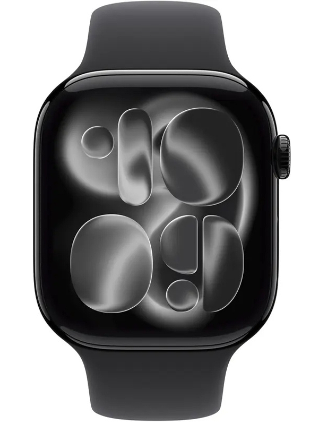 Apple Watch Series 11 46mm Jet Black Aluminium Case with Black Sport Band - M/L (MEUX4)