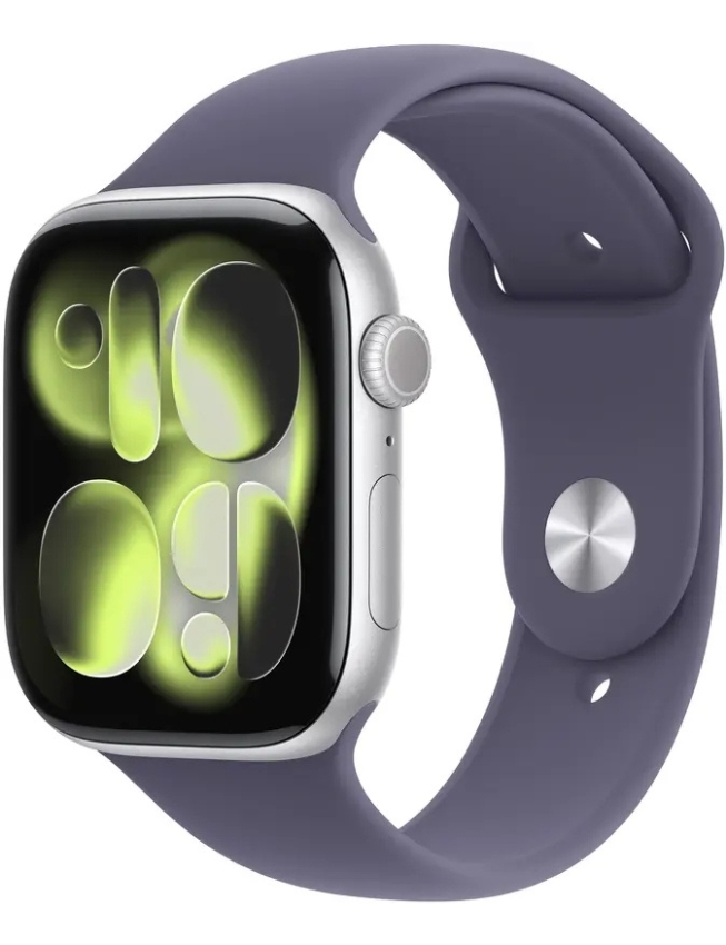 Apple Watch Series 11 46mm Silver Aluminium Case with Purple Fog Sport Band - M/L (MEVA4)