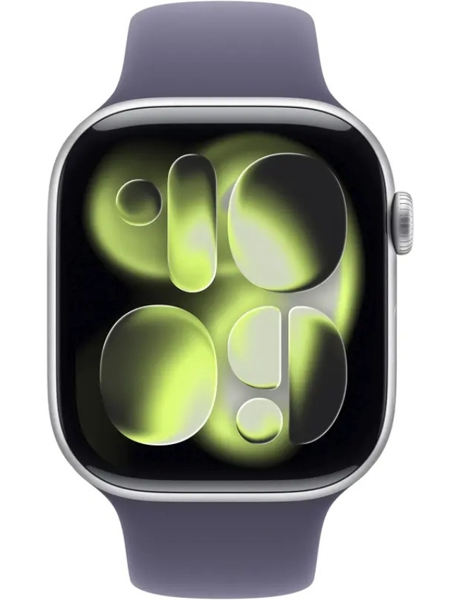 Apple Watch Series 11 46mm Silver Aluminium Case with Purple Fog Sport Band - M/L (MEVA4)