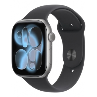 Apple Watch Series 11 46mm Space Grey Aluminium Case with Black Sport Band - M/L (MEV44) Apple Watch Series 11 46mm Space Grey Aluminium Case with Black Sport Band - M/L (MEV44)