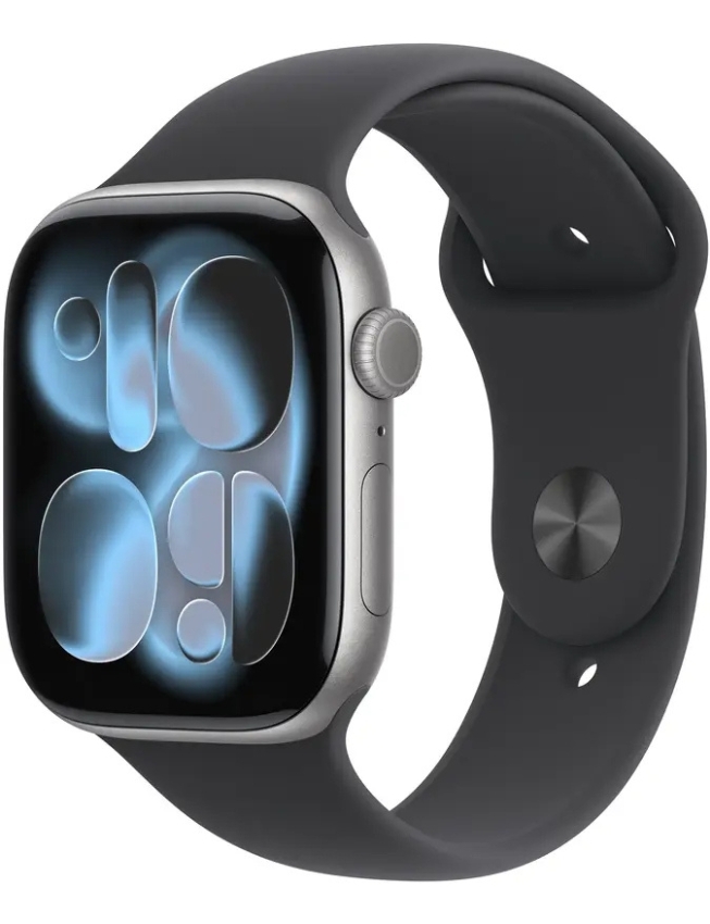 Apple Watch Series 11 46mm Space Grey Aluminium Case with Black Sport Band - M/L (MEV44)