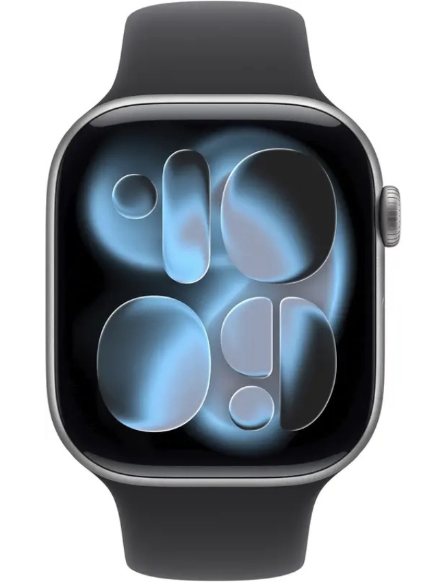 Apple Watch Series 11 46mm Space Grey Aluminium Case with Black Sport Band - M/L (MEV44)