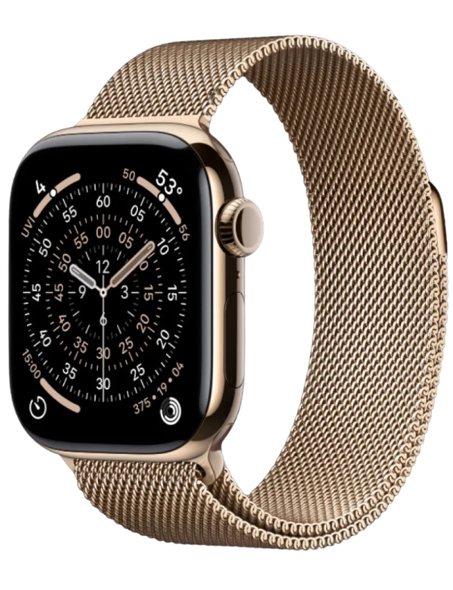 Apple Watch Series 11 GPS + LTE 46mm Gold Titanium Case with Gold Milanese Loop - M/L (MFD84)