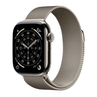 Apple Watch Series 11 GPS + LTE 46mm Natural Titanium Case with Natural Milanese Loop - M/L (MFD04)