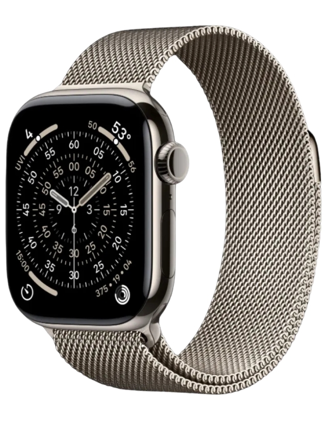 Apple Watch Series 11 GPS + LTE 46mm Natural Titanium Case with Natural Milanese Loop - M/L (MFD04)