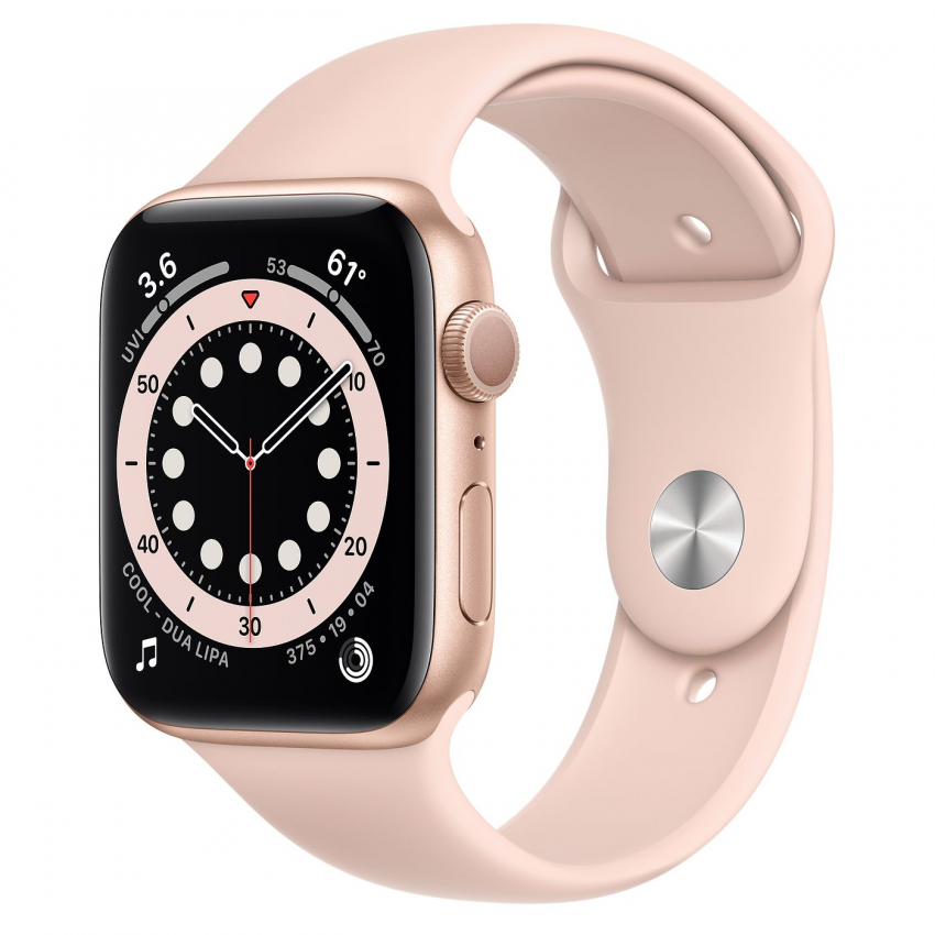 Apple Watch Series 6 44mm Gold Aluminum Case with Pink Sand Sport Band