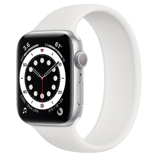 Apple Watch Series 6 44mm Silver Aluminum Case with White Solo Loop