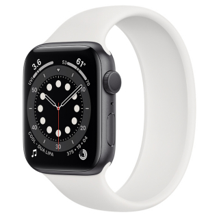 Apple Watch Series 6 44mm Space Gray Aluminum Case with White Solo Loop