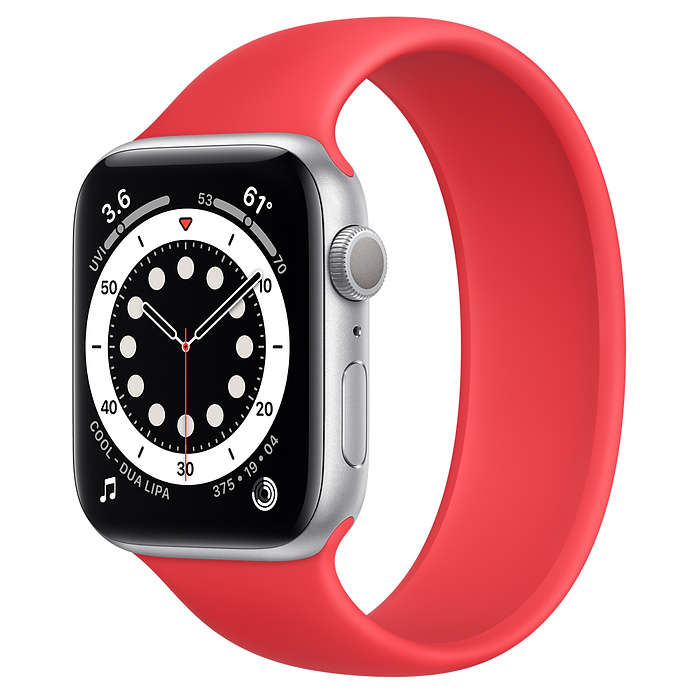 Apple Watch Series 6 44mm Silver Aluminum Case with (PRODUCT)RED Solo Loop