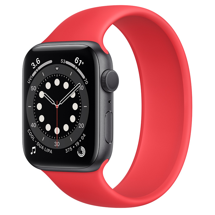 Apple Watch Series 6 44mm Space Gray Aluminum Case with Red Solo Loop