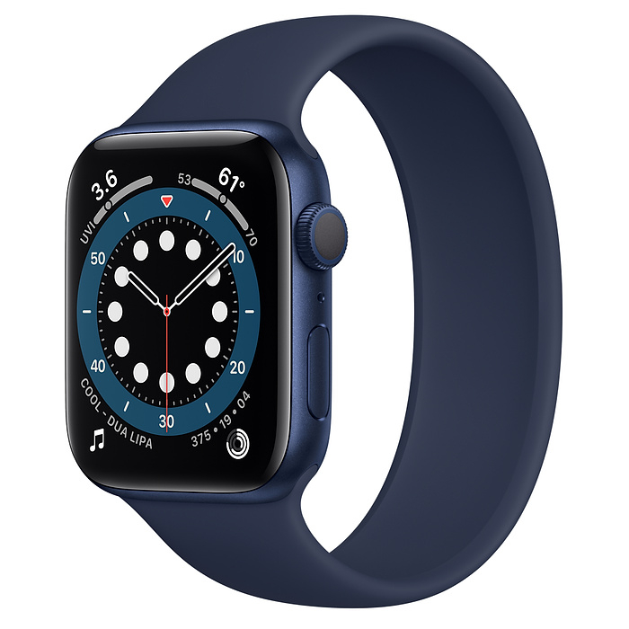 Apple Watch Series 6 44mm Blue Aluminum Case with Deep Navy Solo Loop