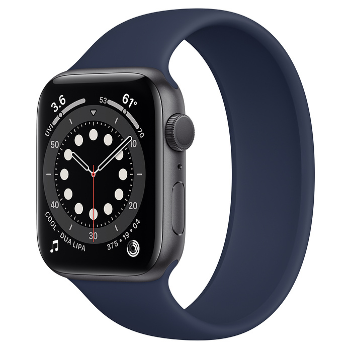 Apple Watch Series 6 44mm Space Gray Aluminum Case with Deep Navy Solo Loop