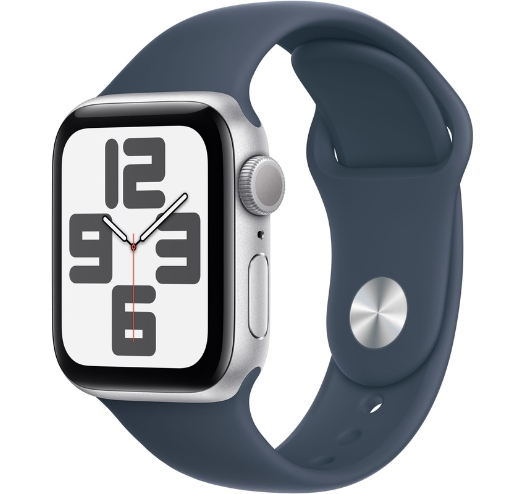 Apple Watch Series SE 2 40mm Silver with Storm Blue Sport Band (S/M) (MRE13) 2023