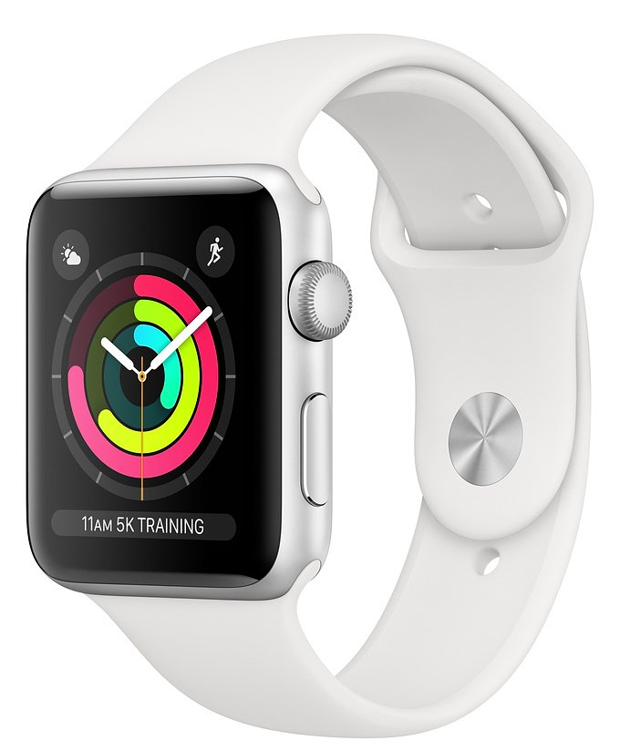 Apple Watch Series 3 42mm Silver Aluminum Case with White Sport Band (MTF22)