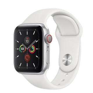 Apple Watch Series 5 GPS+LTE 44mm Silver Aluminum Case with White Sport Band