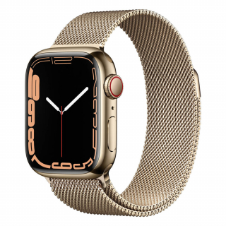 Apple Watch Series 7 45mm Gold Stainless Steel Case with Gold Milanese Loop