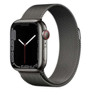 Apple Watch Series 7 45mm Graphite Stainless Steel Case with Graphite Milanese Loop (MKJJ3)