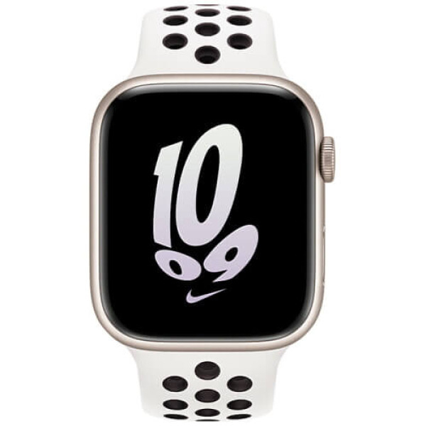 Apple Watch Series 8 41mm Starlight Aluminum Case with Summit White/Black Nike Sport Band (MPGK3) 