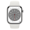 Apple Watch Series 8 41mm GPS + LTE, Silver Stainless Steel Case with White Sport Band (MNKE3)