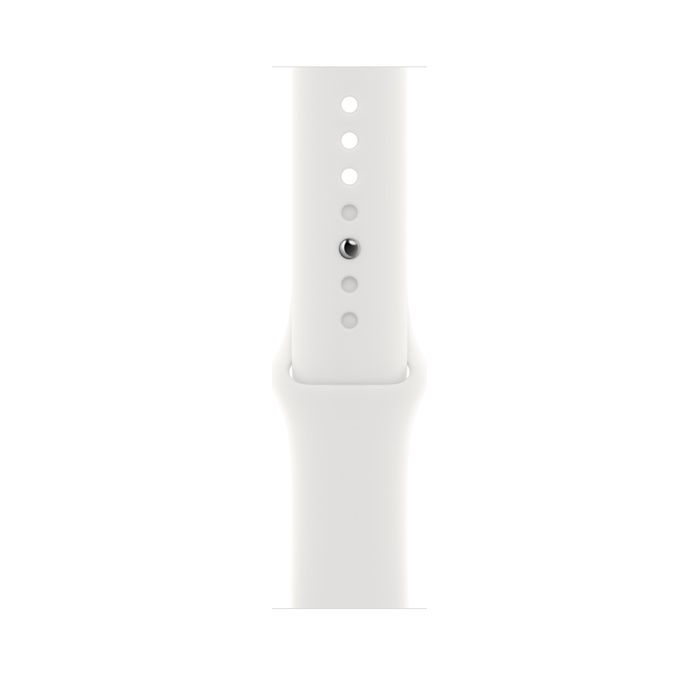 Apple Watch Series 8 41mm GPS + LTE, Silver Stainless Steel Case with White Sport Band (MNKE3)
