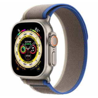 Apple Watch Ultra 49mm GPS + LTE Titanium Case with Blue/Gray Trail Loop - M/L (MQFV3)