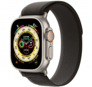 Apple Watch Ultra 49mm GPS + LTE Titanium Case with Black/Gray Trail Loop - S/M (MQFW3)