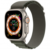Apple Watch Ultra 49mm GPS + LTE Titanium Case with Green Alpine Loop Small (MNHC3/MNHJ3)