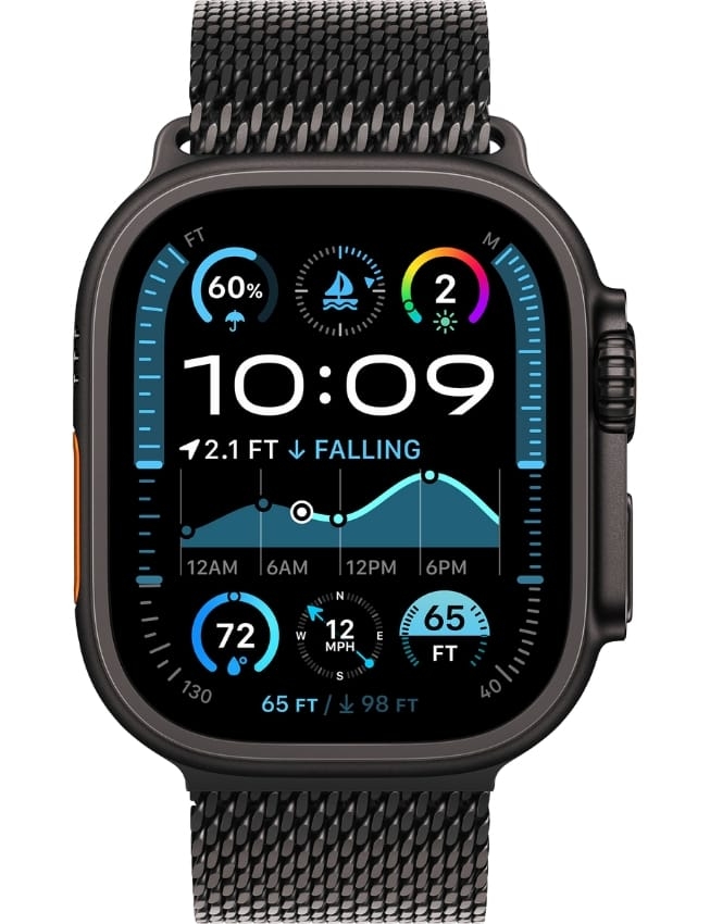 Apple Watch Ultra 2 GPS + LTE 49mm Black Titanium Case with Black Titanium Milanese Loop - Medium (MX5U3) 2024