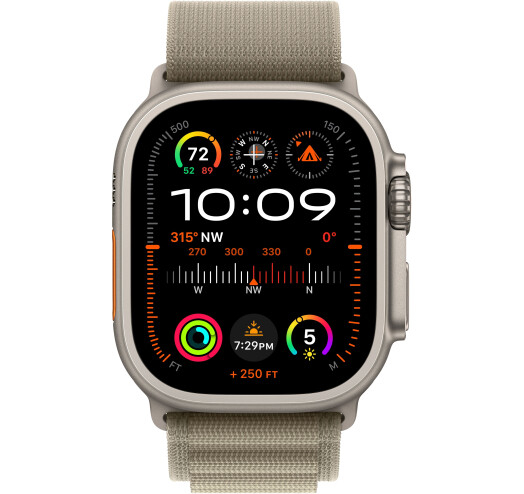 Apple Watch Ultra 2 GPS + LTE 49mm Titanium Case with Olive Alpine Loop - Large (MRF03) 2023