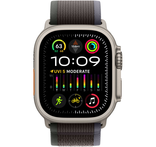 Apple Watch Ultra 2 GPS + LTE 49mm Titanium Case with Blue/Black Trail Loop - M/L (MRF63) 2023