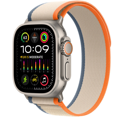 Apple Watch Ultra 2 GPS + LTE 49mm Titanium Case with Orange/Beige Trail Loop - S/M (MRF13) 2023