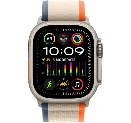 Apple Watch Ultra 2 GPS + LTE 49mm Titanium Case with Orange/Beige Trail Loop - S/M (MRF13) 2023